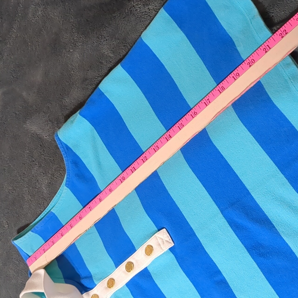 Lauren Ralph Lauren polo blue collared Striped Sleeveless golf women shirt L - Picture 5 of 5